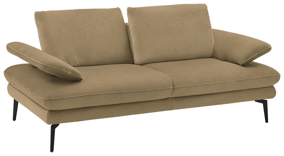 2,5-SITZER in Velours Cappuccino  - Beige/Schwarz, Design, Textil/Metall (196/89/104cm) - Dieter Knoll