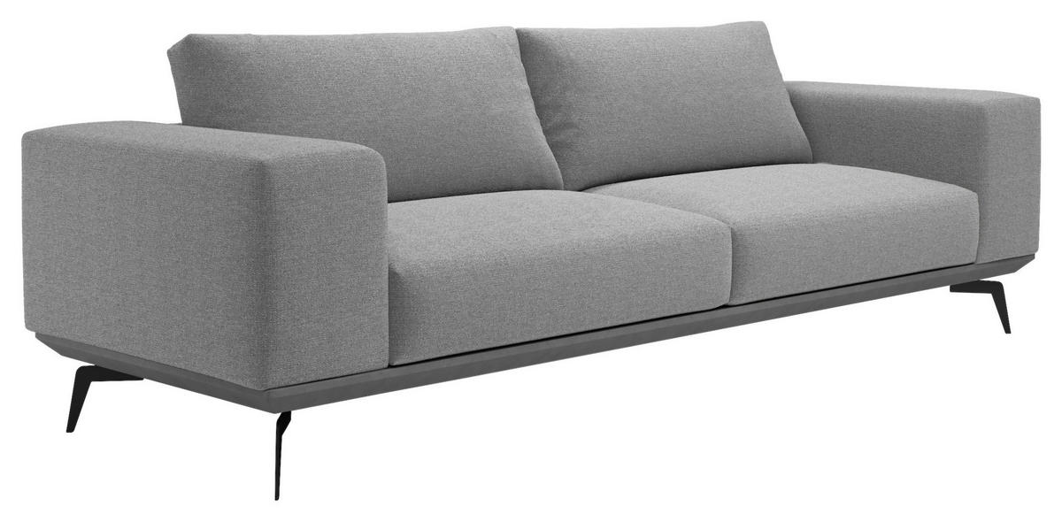 2-SITZER-SOFA in Chenille Grau  - Schwarz/Grau, Design, Holz/Textil (260/87/95cm) - MID.YOU