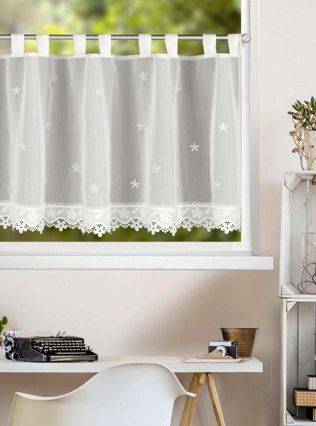 KURZGARDINE  140/48 cm  - Weiß, Basics, Textil (140/48cm)