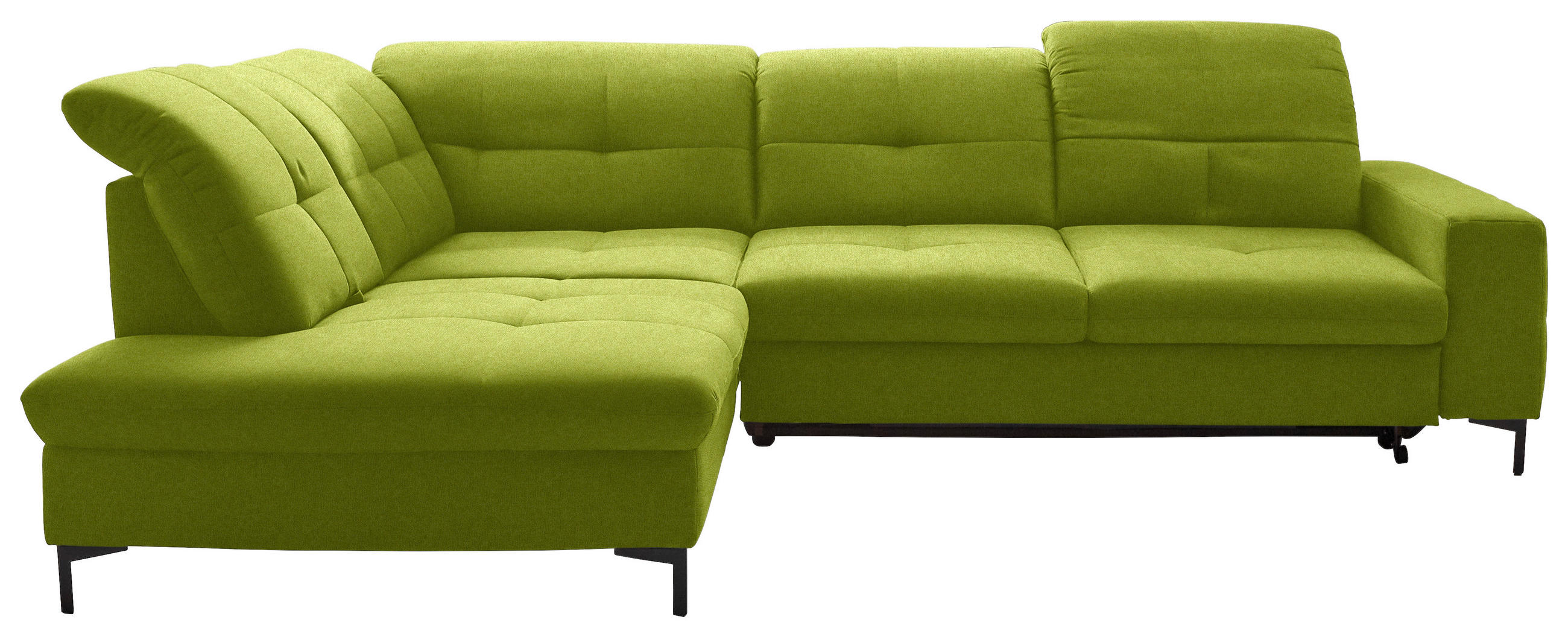 ECKSOFA in Chenille Limette  - Limette/Schwarz, Design, Textil/Metall (240/308cm) - Xora