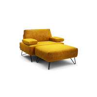 SESSELSET Samt Armteilverstellung    - Gelb/Schwarz, Design, Textil/Metall (114-142/85/86-94cm) - SENSOO