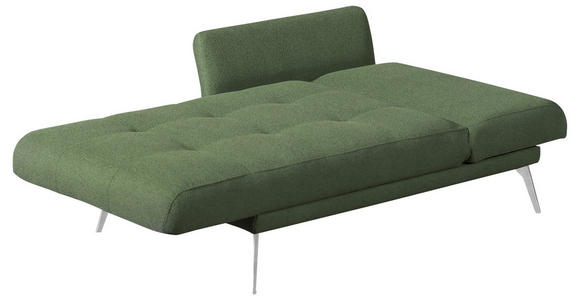 RÉCAMIERE Amira in Dunkelgrün  - Chromfarben/Dunkelgrün, KONVENTIONELL, Textil/Metall (200/85/106cm) - Novel