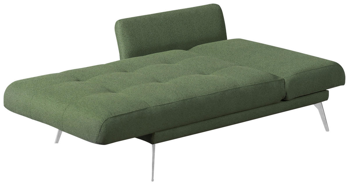 RÉCAMIERE Dunkelgrün  - Chromfarben/Dunkelgrün, Konventionell, Textil/Metall (200/85/106cm) - Novel