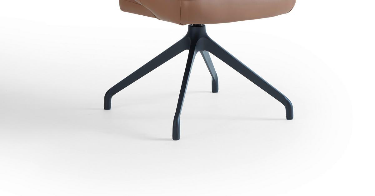 ARMLEHNSTUHL  Sitzfläche 360° drehbar, automatische Rückholfunktion  Echtleder  Schwarz, Cognac  - Cognac/Schwarz, Design, Leder/Metall (60/81/63.5cm) - Dieter Knoll