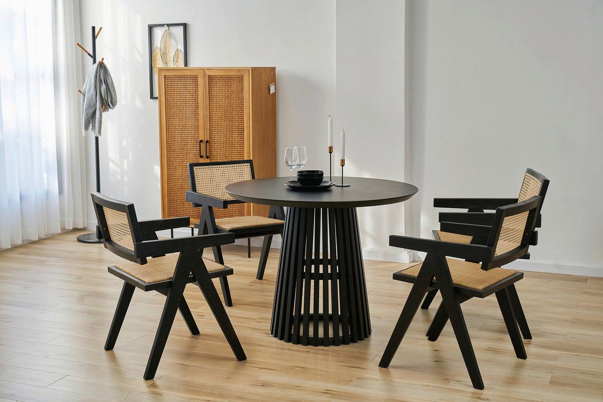 ARMLEHNSTUHL     Naturfarben, Schwarz  - Schwarz/Naturfarben, MODERN, Holz (52/78/58cm) - MID.YOU