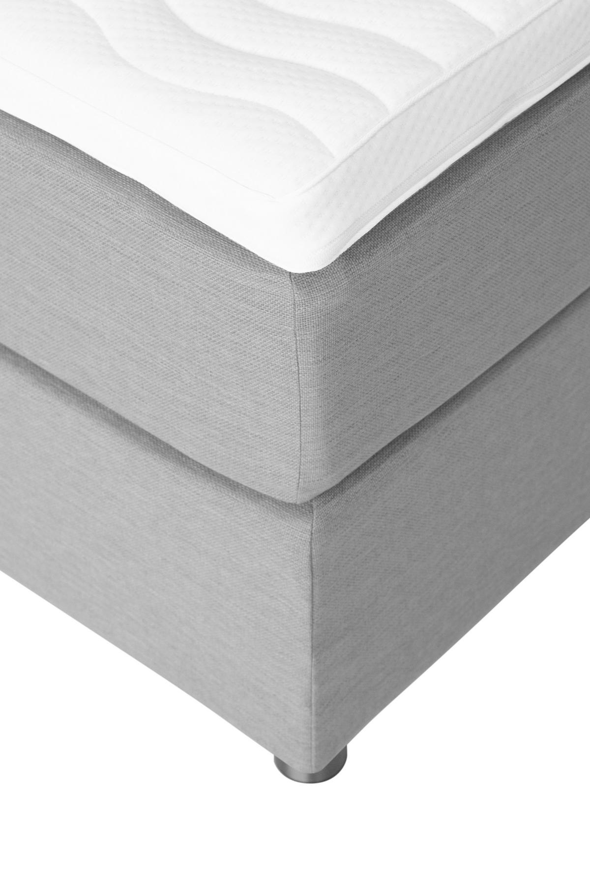 BOXSPRINGBETT 160/200 cm  in Hellgrau  - Hellgrau/Alufarben, KONVENTIONELL, Textil/Metall (160/200cm) - Welnova