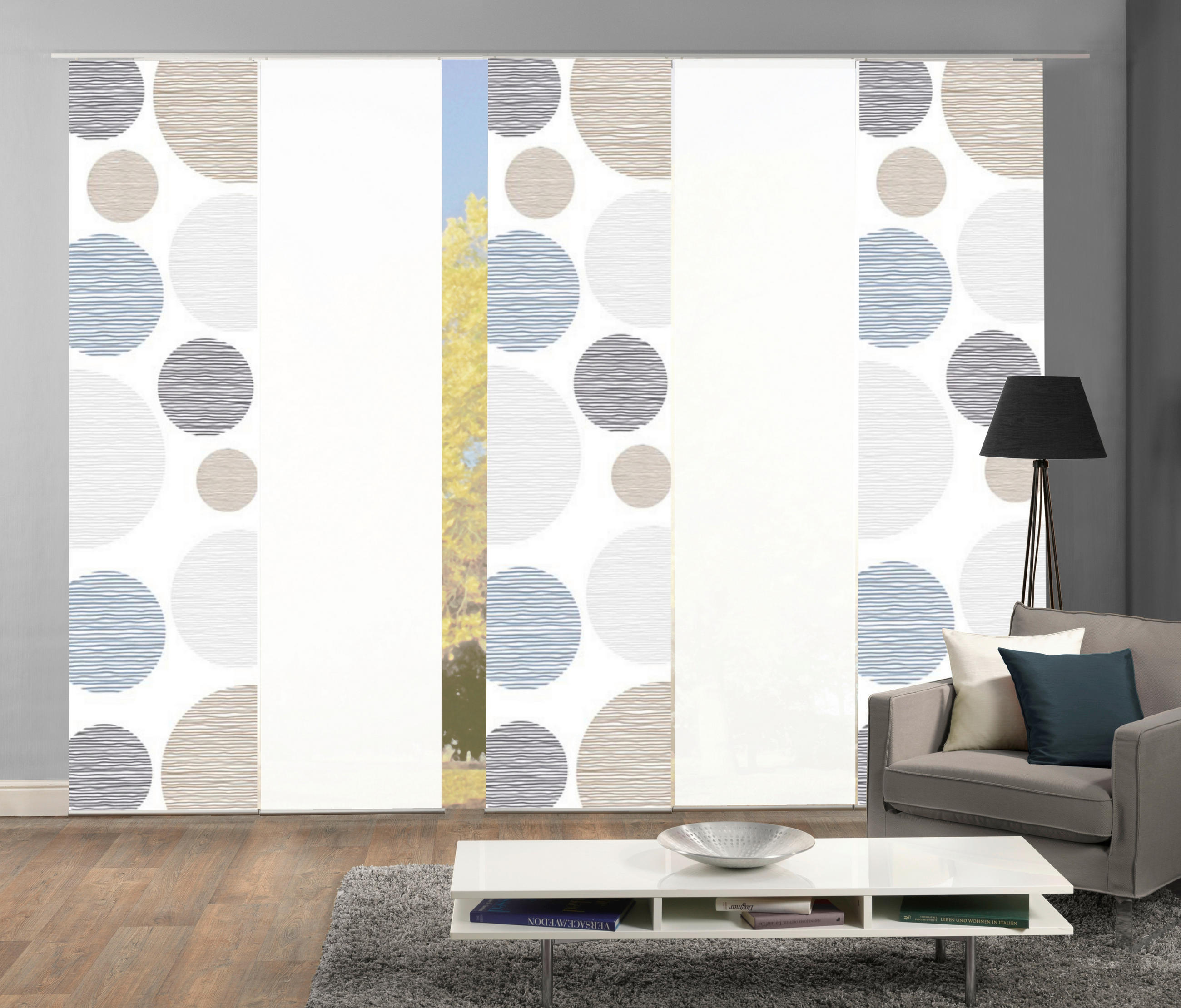 FLÄCHENVORHANG 5 Stück halbtransparent 5x60/245 cm - Taupe, Design, Textil (5x60/245cm)