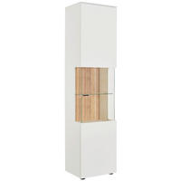 VITRINE in massiv Wildeiche Weiß, Eichefarben  - Eichefarben/Anthrazit, Design, Glas/Holz (50/202,8/42cm) - Novel