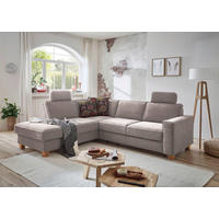 ECKSOFA Taupe Flachgewebe  - Taupe/Eichefarben, KONVENTIONELL, Holz/Textil (213/236cm) - Sit & More