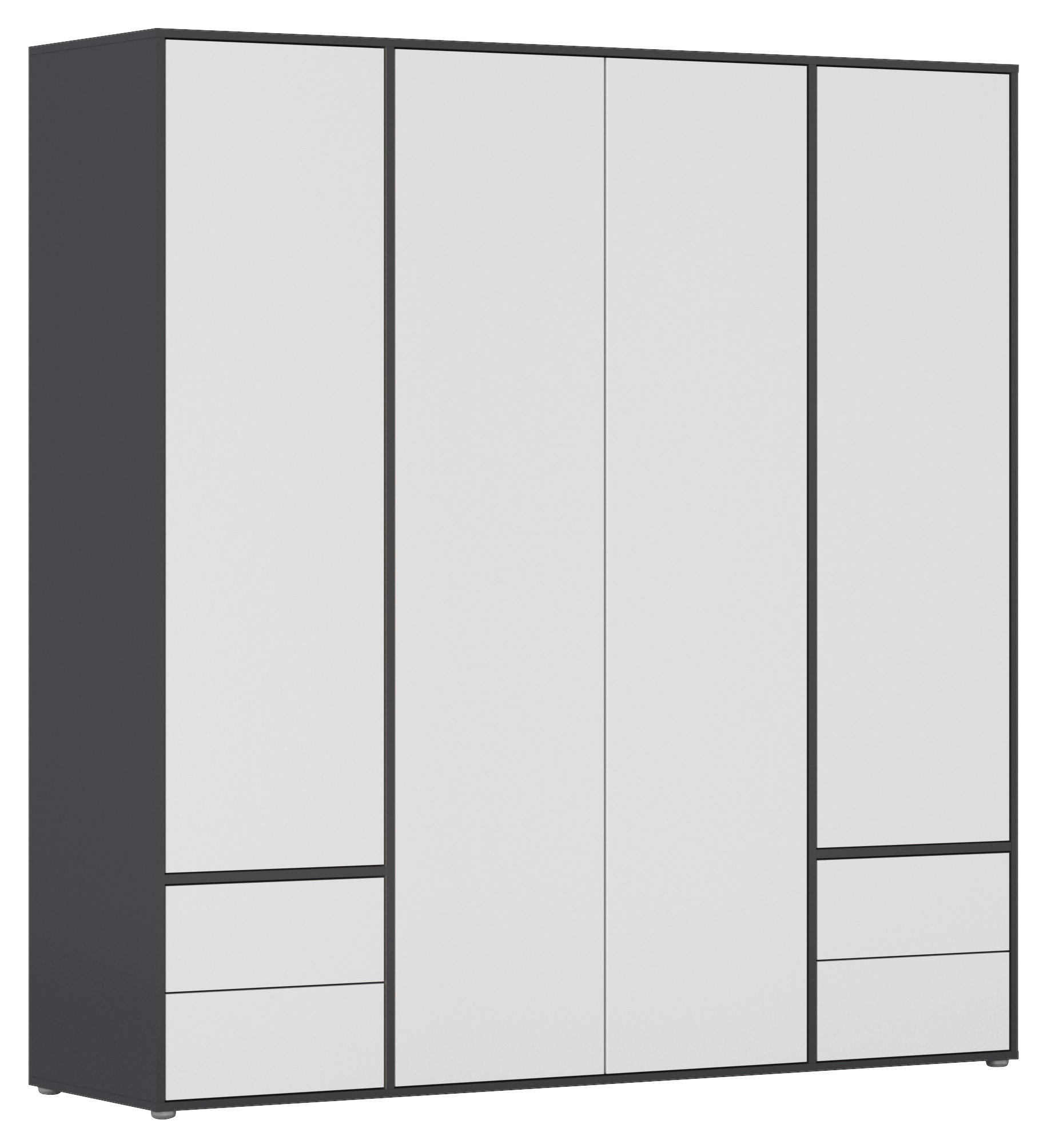 DREHTÜRENSCHRANK 187/194/53 cm 4-türig Grau, Weiß  - Weiß/Grau, MODERN, Holzwerkstoff (187/194/53cm) - Rauch Möbel