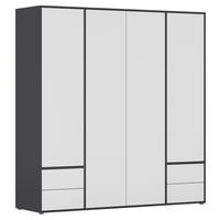 DREHTÜRENSCHRANK 187/194/53 cm,  in Grau, Weiß, 4-türig  - Weiß/Grau, MODERN, Holzwerkstoff (187/194/53cm) - Rauch Möbel