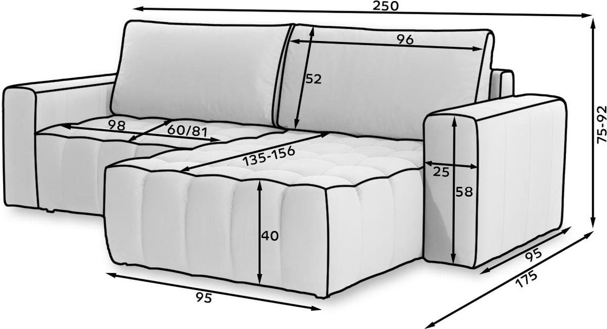 ECKSOFA BONETT in Samt Hellgrau  250/175 cm  - Hellgrau/Schwarz, Design, Kunststoff/Textil (250/175cm) - MID.YOU
