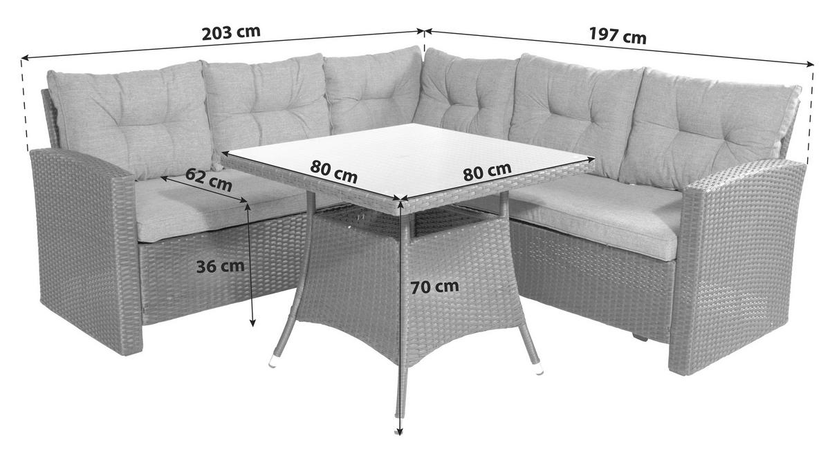 LOUNGEGARNITUR   Rattan  - Braun, KONVENTIONELL, Holz - Gardenson