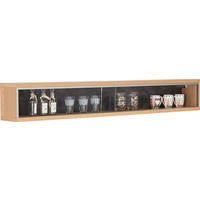 WANDREGAL 184/27/23 cm  - Schieferfarben/Edelstahlfarben, Konventionell, Glas/Holz (184/27/23cm) - MID.YOU