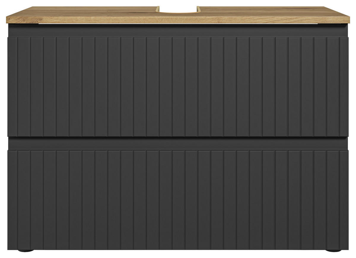 WASCHBECKENUNTERSCHRANK 80/57/36 cm  - Eichefarben/Schwarz, MODERN, Holzwerkstoff/Kunststoff (80/57/36cm) - MID.YOU