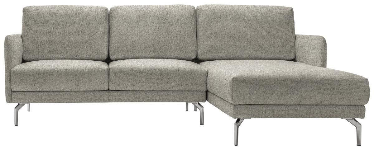 WOHNLANDSCHAFT Hellgrau Webstoff  - Hellgrau/Alufarben, Design, Textil/Metall (234/178cm) - Hülsta Sofa