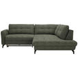 ECKSOFA in Flachgewebe, Leinenoptik Grün  247/208 cm  - Schwarz/Grün, MODERN, Textil/Metall (247/208cm) - Xora