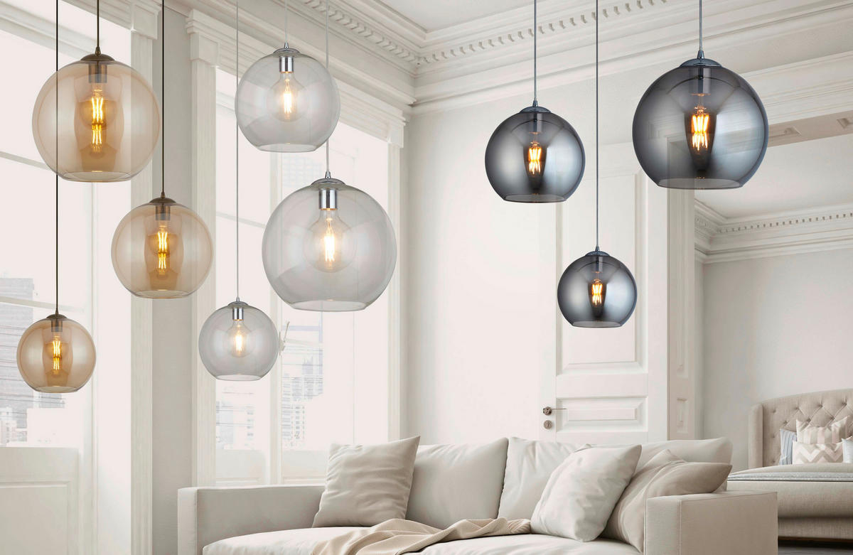 VISEČA SVETILKA  Balls      30/120 cm      E27 - barve kroma, Design, kovina/steklo (30/120cm)