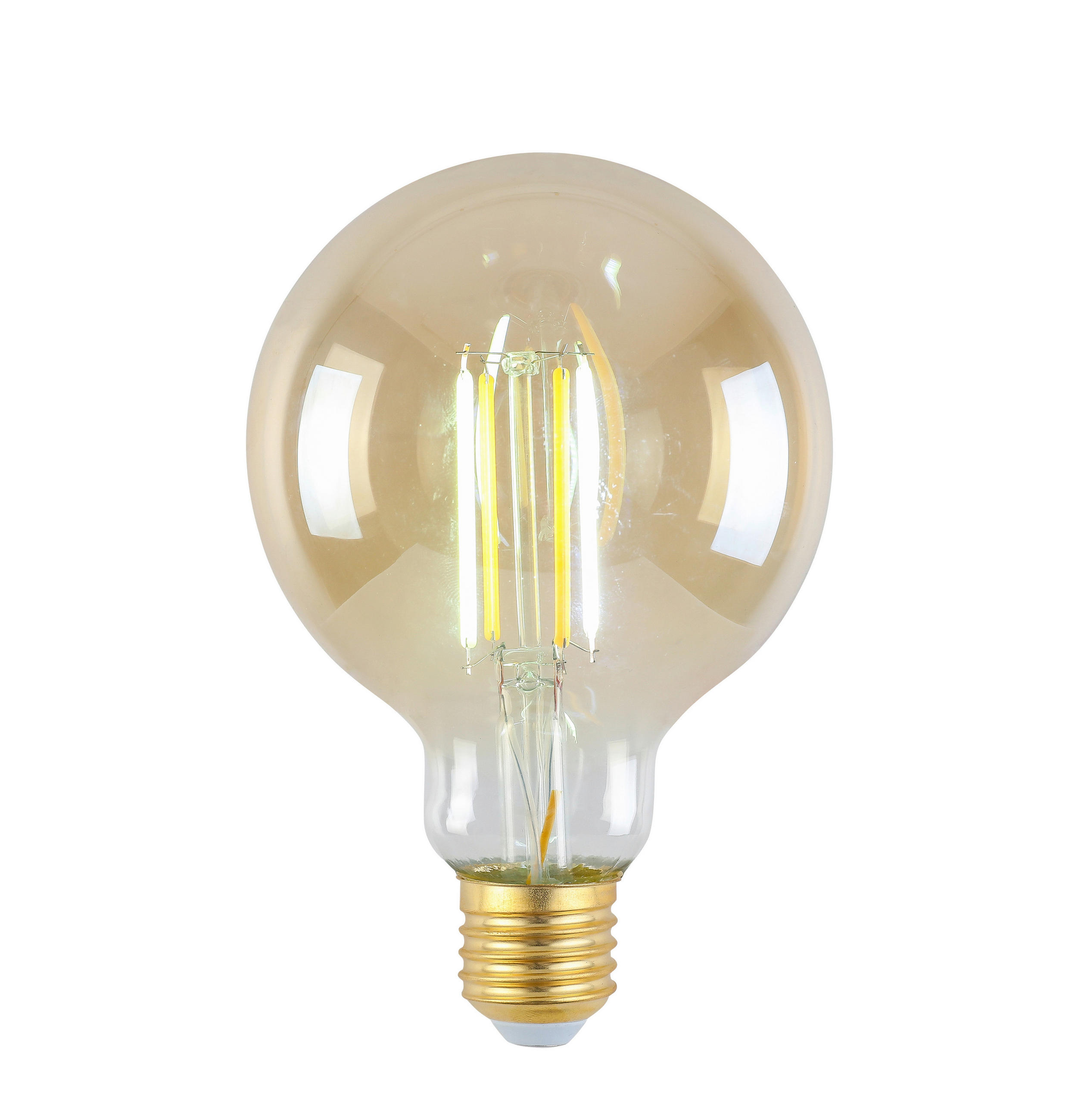LED ŽÁROVKA E27 - jantarové barvy, Lifestyle, kov/sklo (9,5/13,5cm) - Boxxx