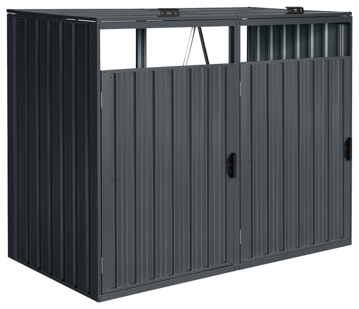 MÜLLTONNENBOX - Anthrazit, KONVENTIONELL, Metall (160/80/122cm) - Ambia Garden