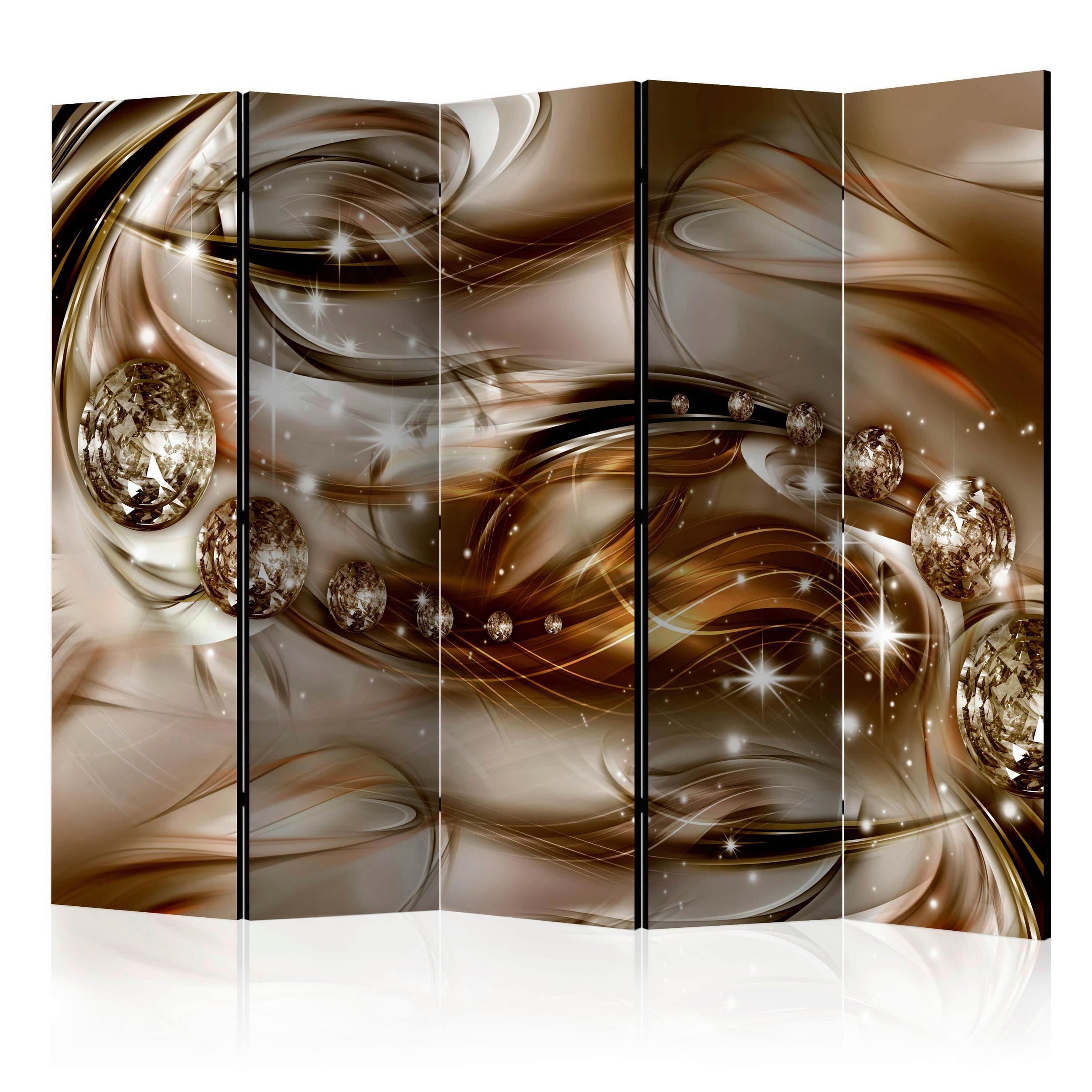 PARAVENT mit 5  Flügel - Hellgrau/Braun, Basics, Holz/Textil (225/172/3cm) - artgeist