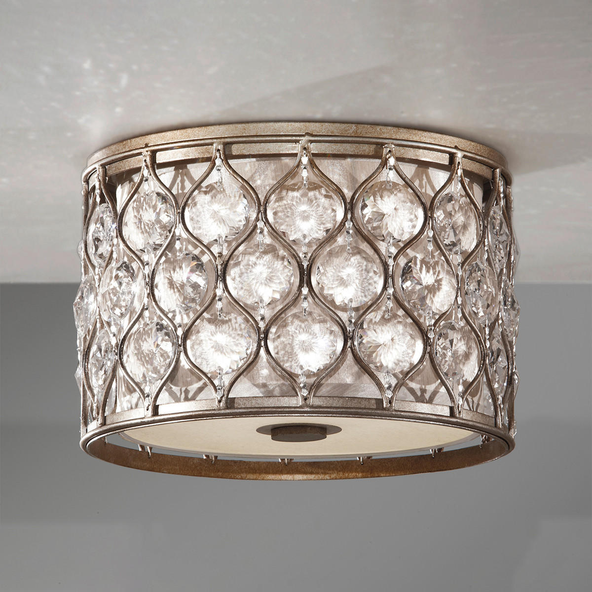 DECKENLEUCHTE  31.1/21 cm    - Silberfarben, Konventionell, Glas/Textil (31.1/21cm) - Elstead Lighting