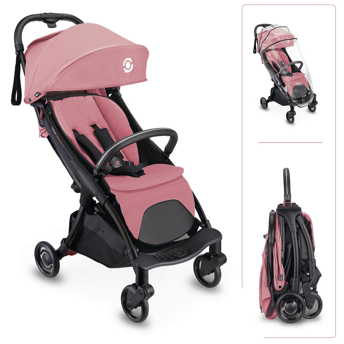 BUGGY STROLL LITE  - Schwarz/Rosa, Basics, Textil/Metall (70/46/103cm) - GLOBBER