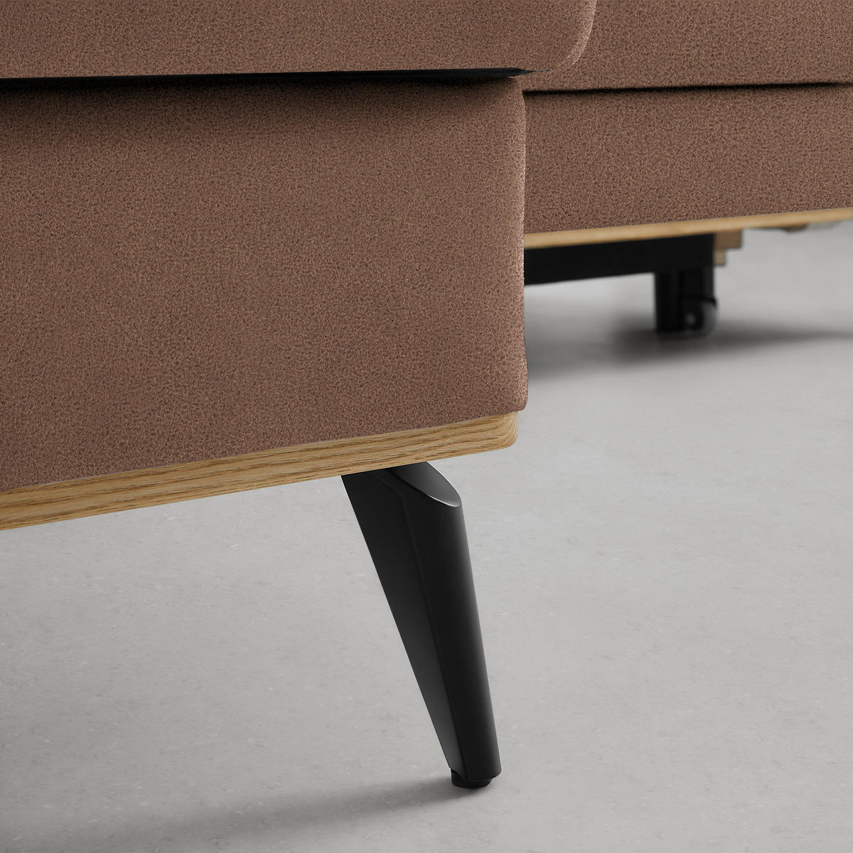 ECKSOFA Lederlook, Mikrofaser Braun  - Schwarz/Braun, Konventionell, Holz/Textil (167/87/234cm) - MID.YOU