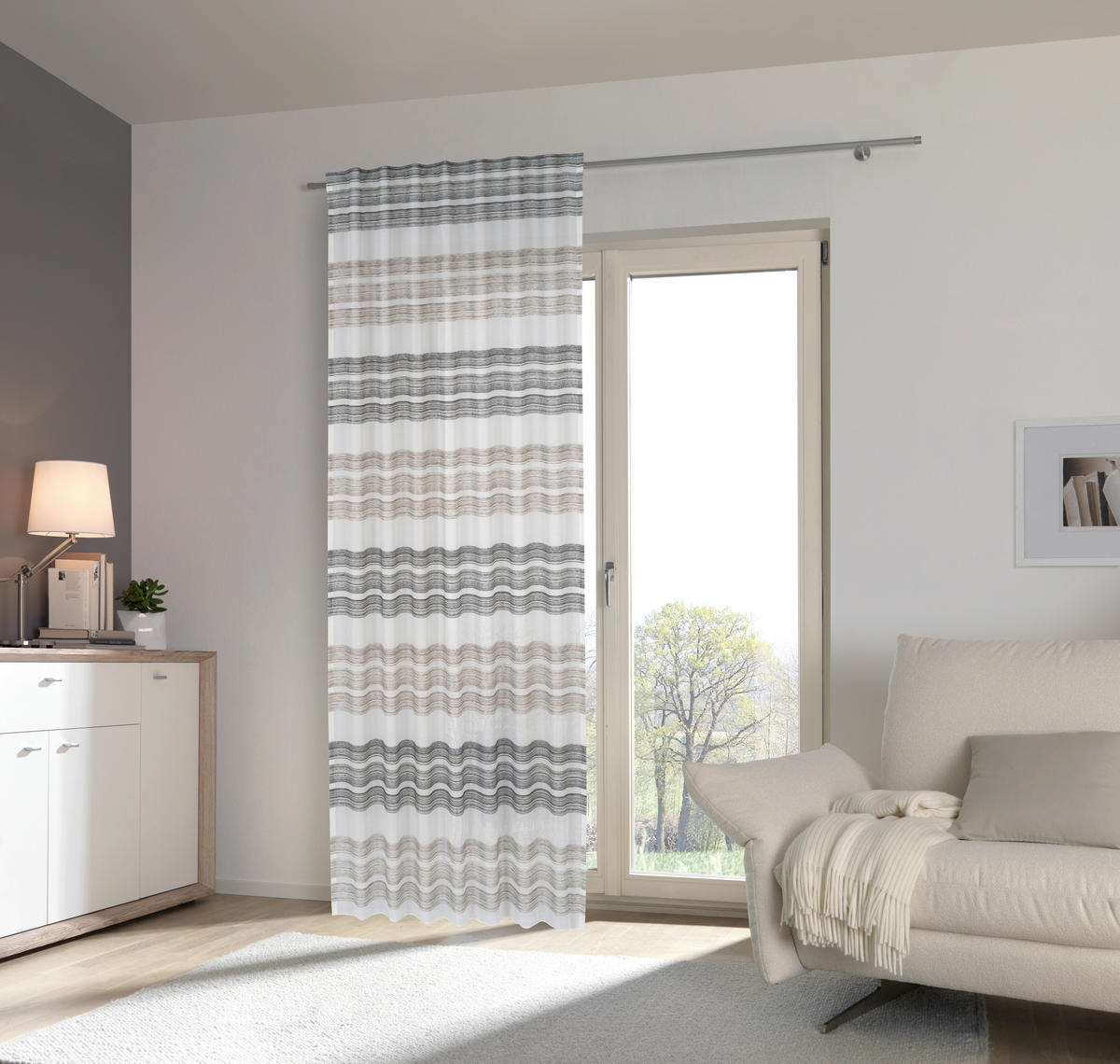 HOTOVÝ ZÁVĚS, poloprůhledné, 140/245 cm - šedá, Design, textil (140/245cm) - Esposa