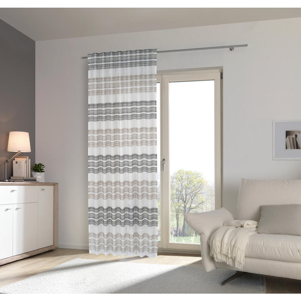 Thumbnail - Esposa Fertigvorhang Stripe, Grau, Textil, Streifen, 140x245 cm, Oeko-Tex® Standard 100, für Stange und Schiene geeignet...
