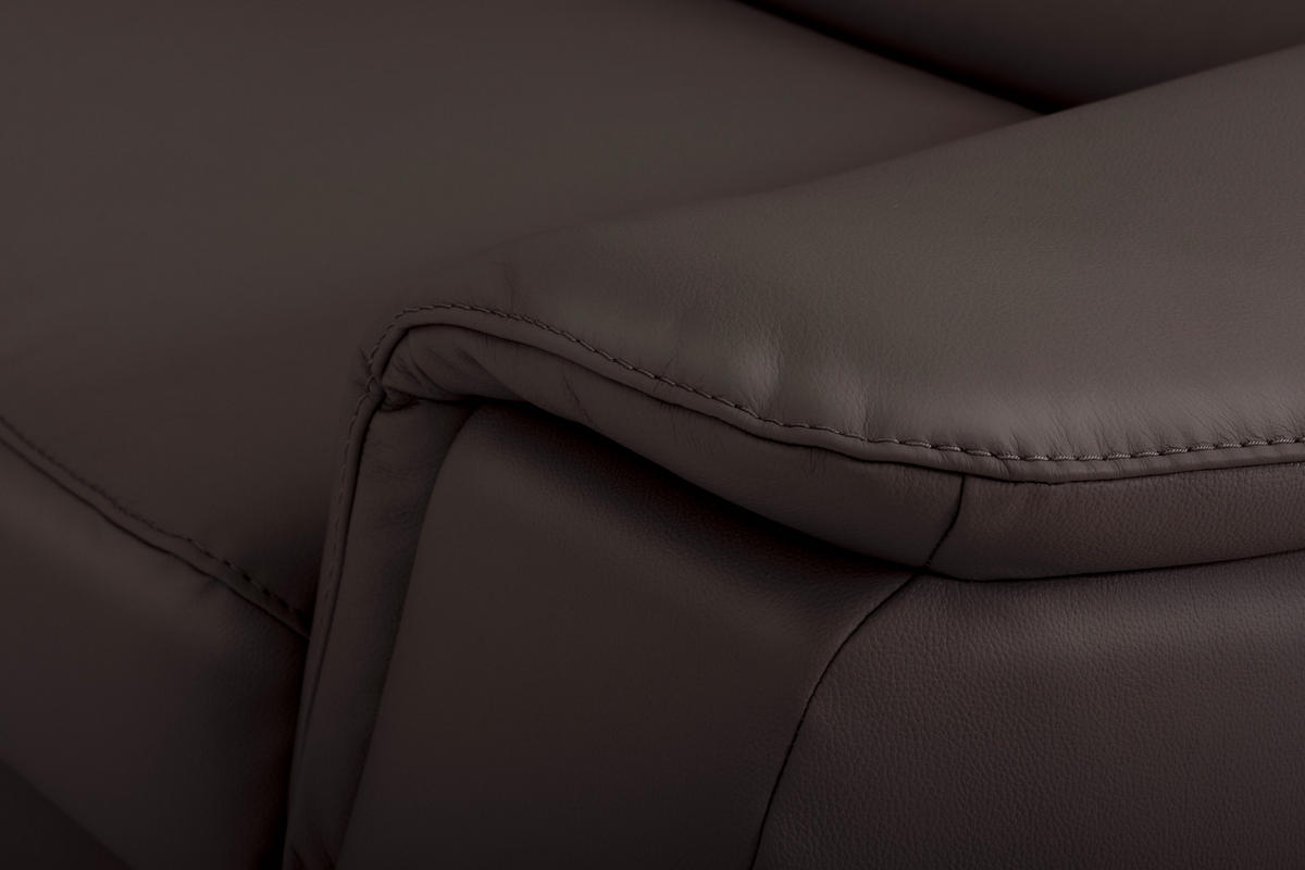 WOHNLANDSCHAFT  in Kombination Echtleder/Lederlook Dunkelbraun  - Dunkelbraun, Leder/Metall (211/262cm) - Celina Home