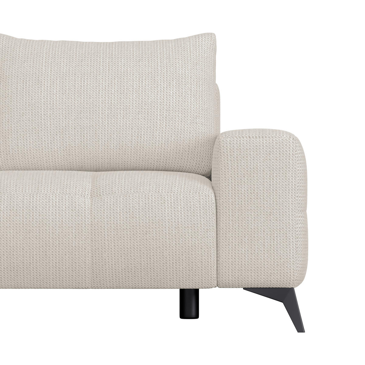 ECKSOFA MAURO Perlmutt Flachgewebe  - Perlmutt/Schwarz, Trend, Textil/Metall (175/290cm) - MID.YOU