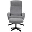 RELAXSESSELSET inkl. Funktion Cord Relaxfunktion, Hocker    - Dunkelgrau/Schwarz, Design, Textil/Metall (75/106/74cm) - Xora