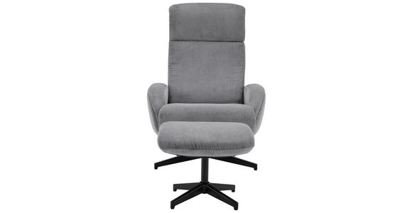 RELAXSESSELSET inkl. Funktion Cord Relaxfunktion, Hocker - Dunkelgrau/Schwarz, Design, Textil/Metall (75/106/74cm) - Xora