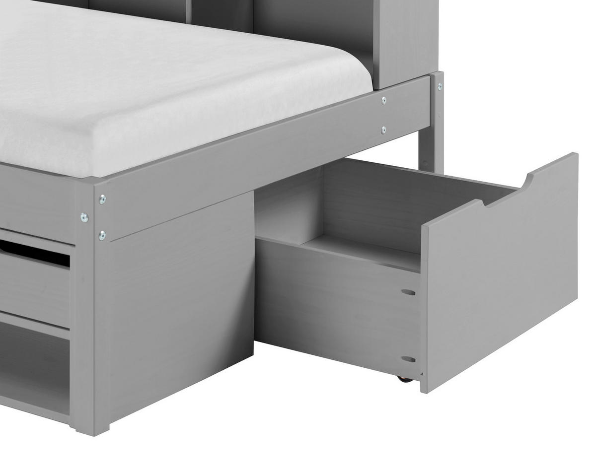 STAURAUMBETT 90/200 cm  in Grau  - Naturfarben/Grau, MODERN, Holz/Holzwerkstoff (90/200cm) - MID.YOU