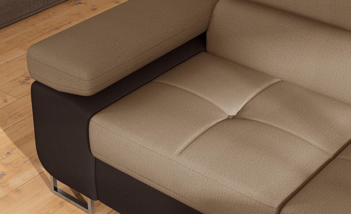 ECKSOFA  Braun, Dunkelbraun Textilgeflecht  - Chromfarben/Dunkelbraun, Design, Textil/Metall (203/272cm) - MID.YOU