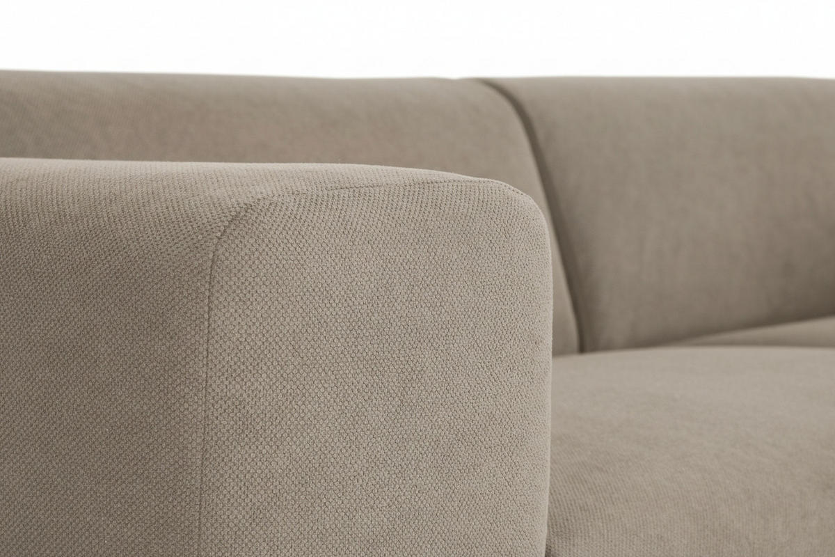 3-SITZER-SOFA Struktur Hellbraun  - Hellbraun/Schwarz, Design, Kunststoff/Textil (266/76/116cm) - MID.YOU