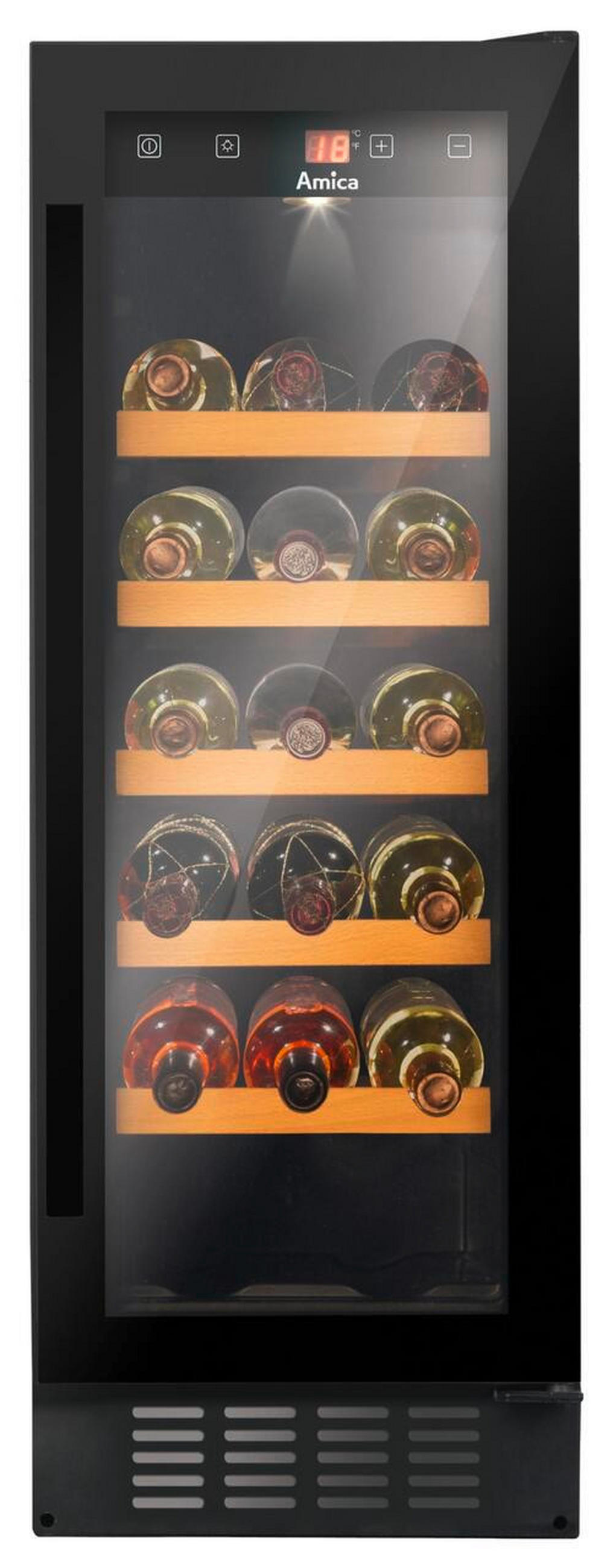WEINKÜHLSCHRANK WK341115S  - Schwarz, Basics, Glas/Metall (29,5/82-86,8/57,5cm) - Amica