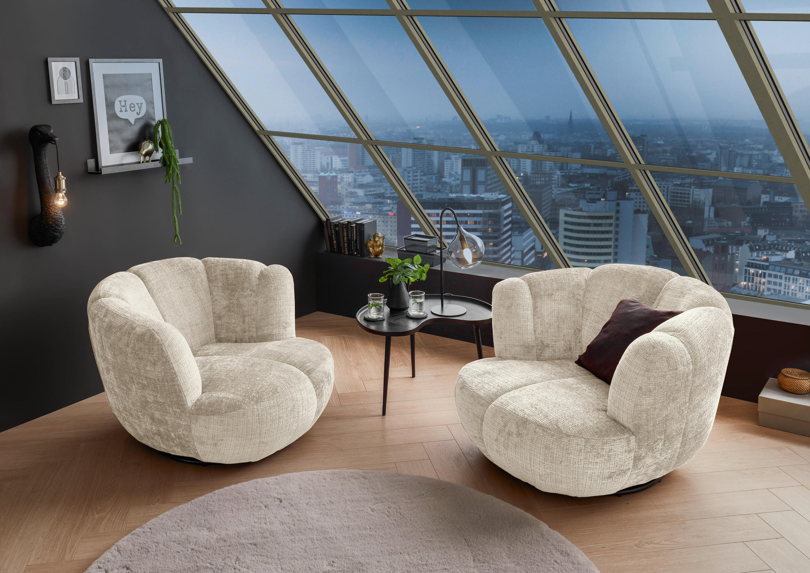 SESSEL in Chenille Beige  - Beige/Schwarz, KONVENTIONELL, Textil/Metall (101/69/107cm) - MID.YOU