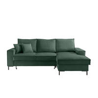 ECKSOFA Dunkelgrün Cord  - Dunkelgrün/Schwarz, MODERN, Textil/Metall (240/150cm) - Livetastic