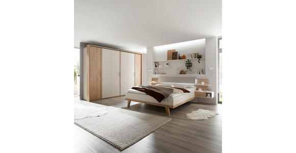 BETTANLAGE 180/200 cm  in Eichefarben, Kaschmir  - Kaschmir/Eichefarben, Design, Holzwerkstoff/Textil (180/200cm) - Xora