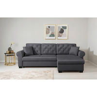 ECKSOFA in Dunkelgrau  - Dunkelgrau/Buchefarben, Design, Holz/Textil (266/161cm) - MID.YOU