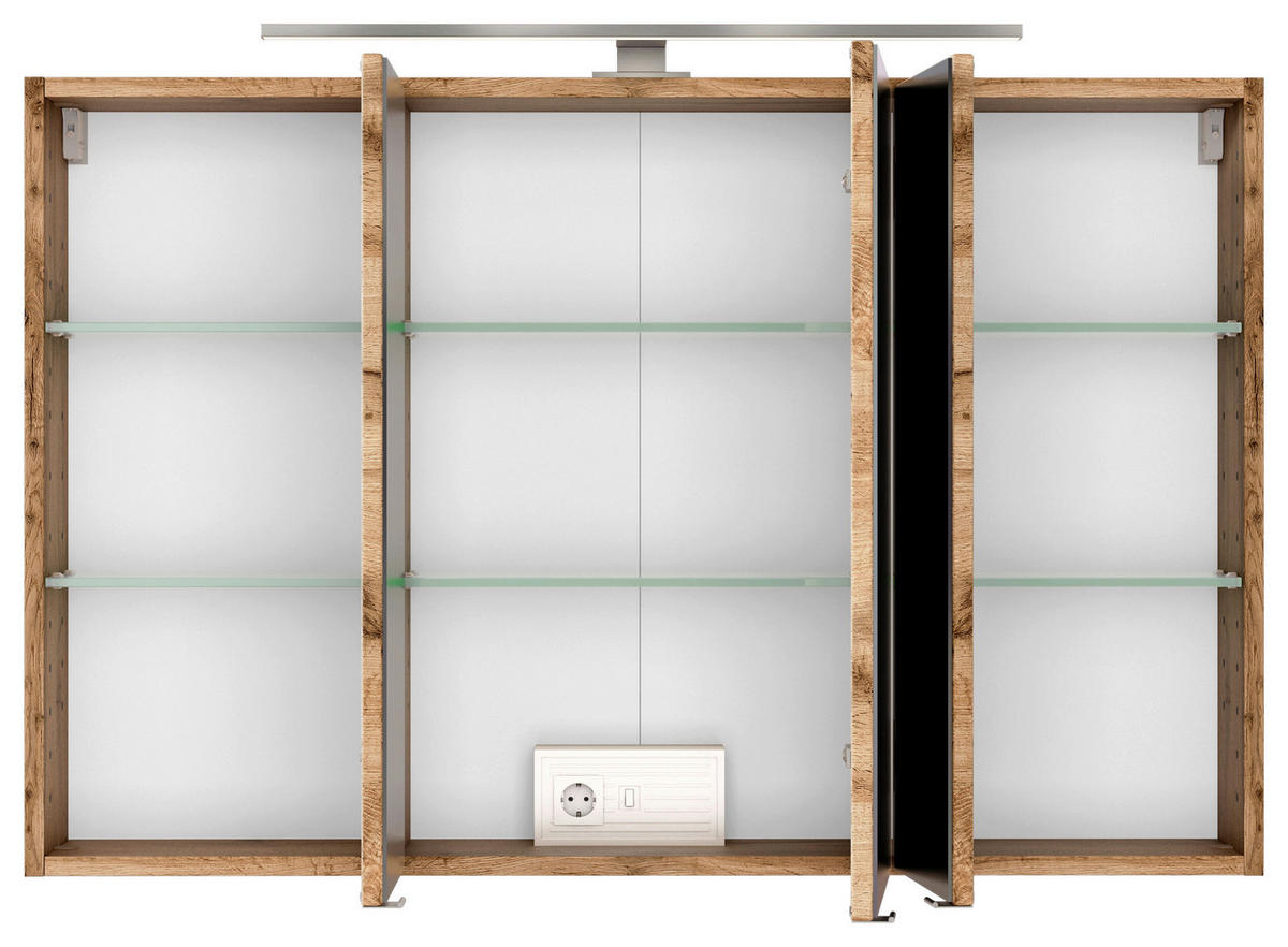 SPIEGELSCHRANK 100/64/20 cm  - Chromfarben/Eiche Wotan, MODERN, Holzwerkstoff/Metall (100/64/20cm) - Held