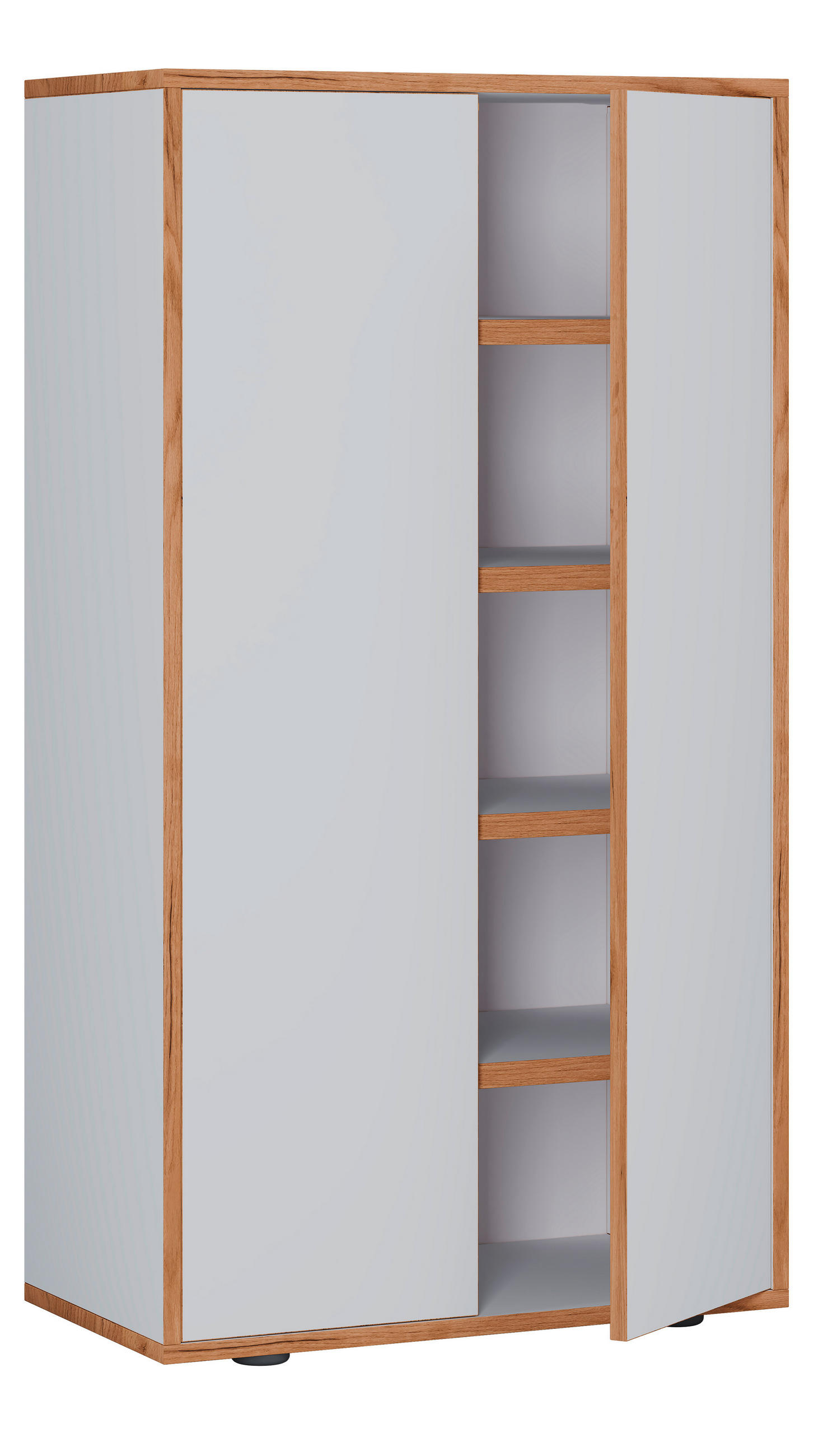 SCHUHSCHRANK Weiß, Honigeiche - Honigeiche/Schwarz, Design, Holzwerkstoff/Kunststoff (60/110/33cm) - MID.YOU