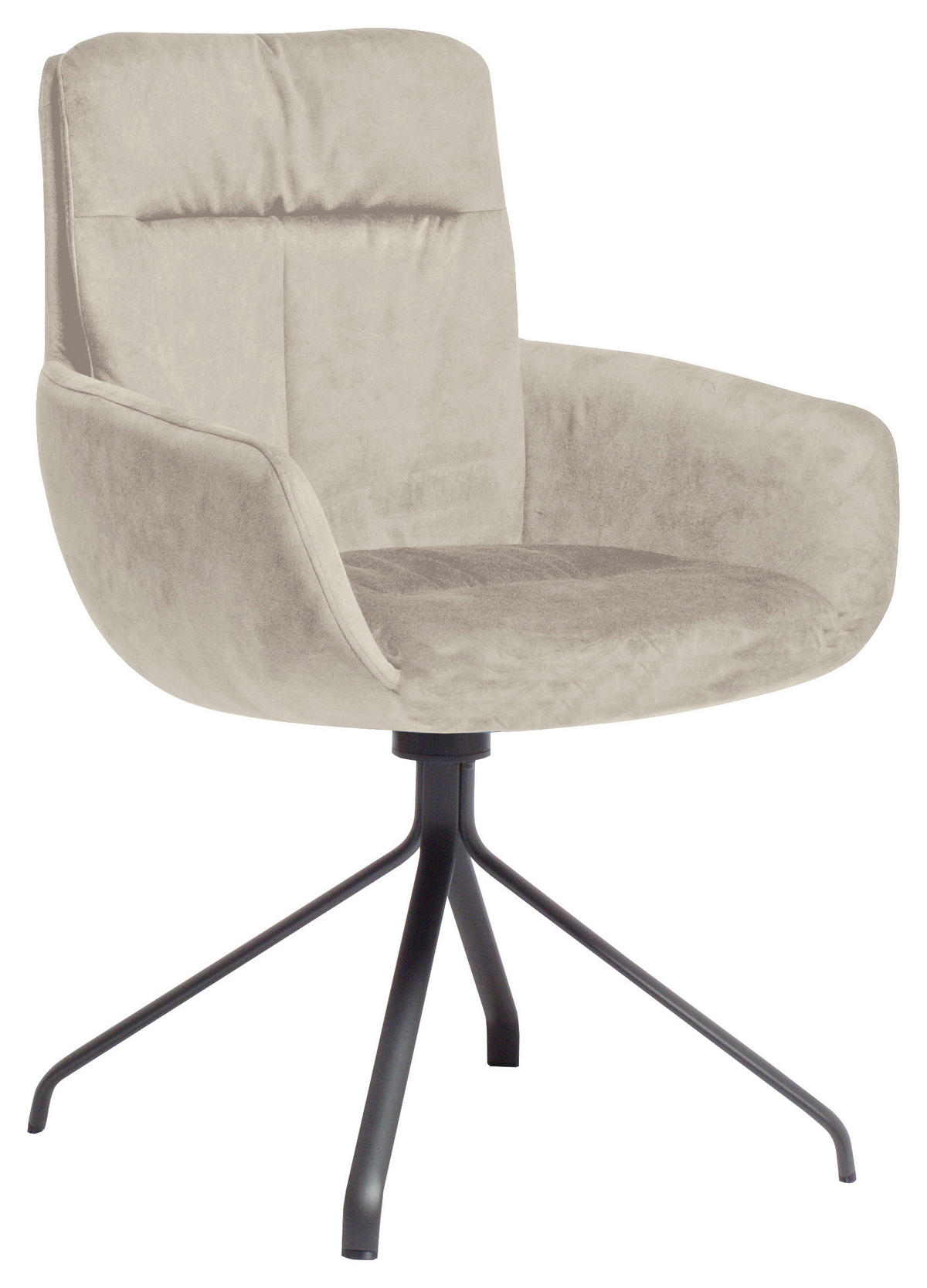 ARMLEHNSTUHL  in Stahl Velours  - Sandfarben/Anthrazit, Design, Textil/Metall (61/90/64cm) - Venjakob