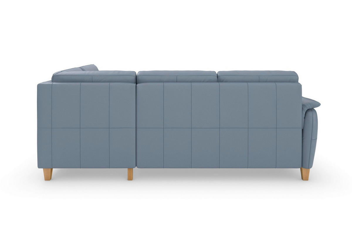 ROHOVÁ SEDAČKA, koža, sivomodrá - sivomodrá/farba duba, Basics, koža/drevo (236/212cm) - Sit & More