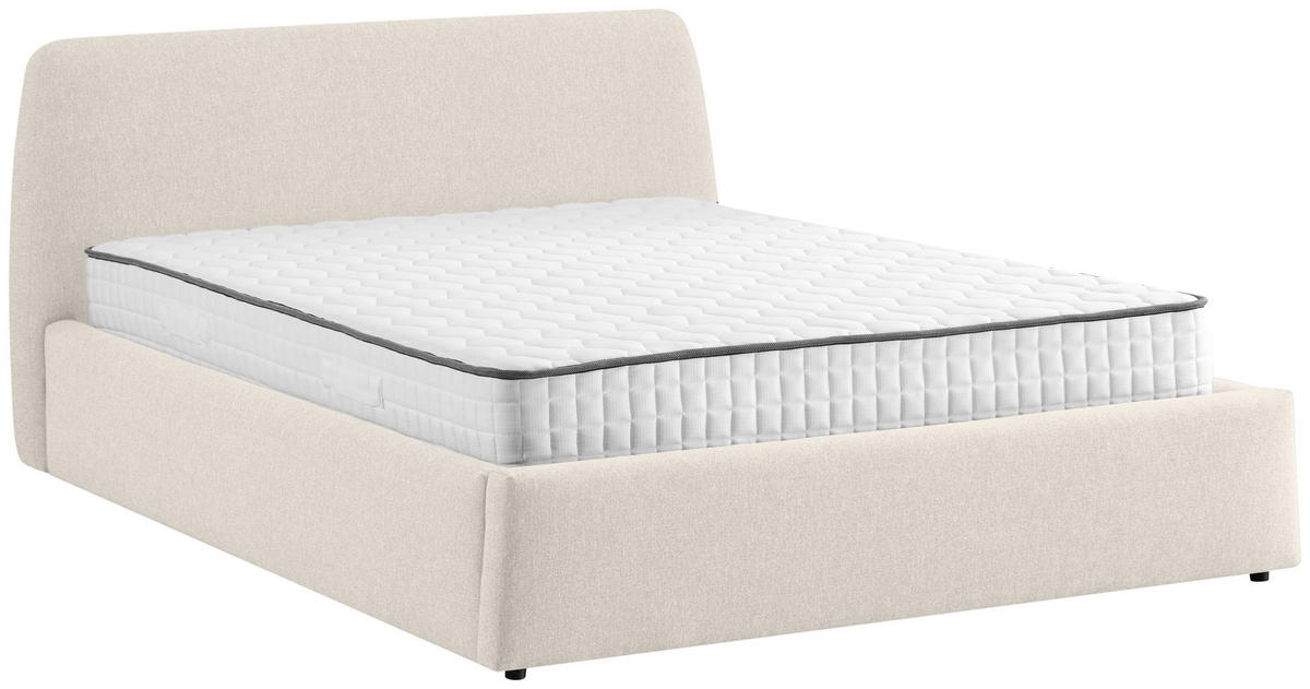 ČALOUNĚNÁ POSTEL, 140/200 cm, krémová - černá/krémová, Moderní, kov/dřevo (140/200cm) - Livetastic