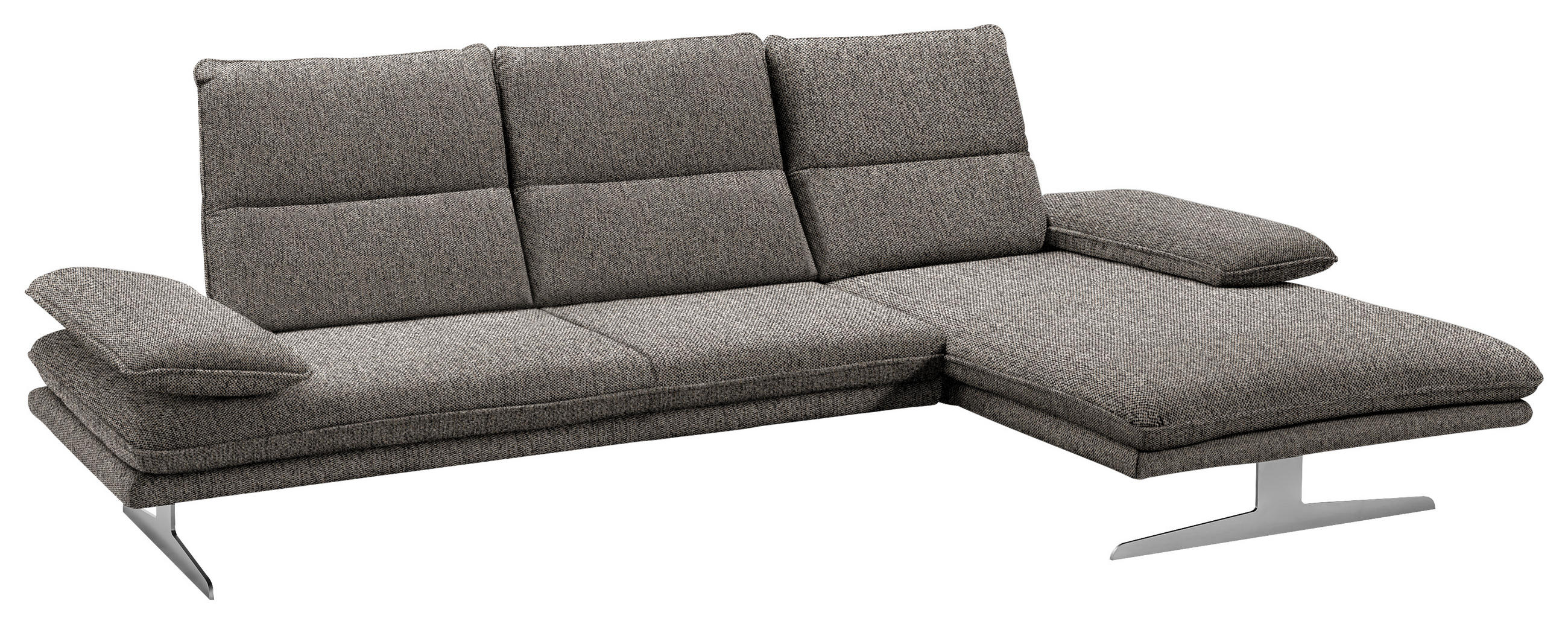 ECKSOFA Braun Webstoff - Edelstahlfarben/Braun, Design, Textil/Metall (291/164cm) - Chilliano