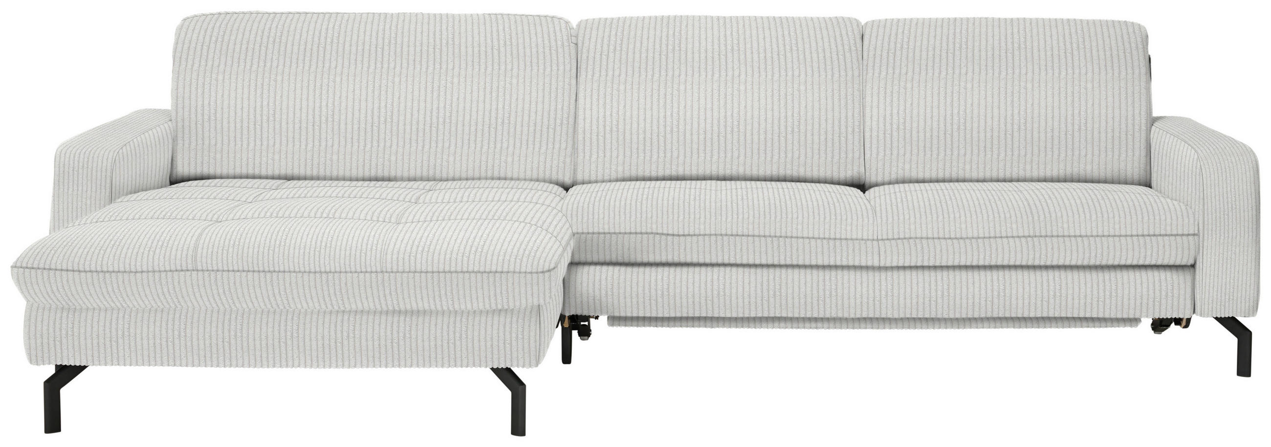 ECKSOFA Cord Ecru  - Ecru/Schwarz, Design, Textil/Metall (179/302cm) - Beldomo Style