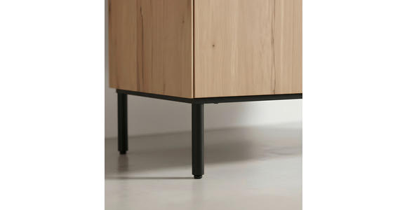 HIGHBOARD  115/120/42 cm 2 Schublade(n)  - Eichefarben/Schwarz, LIFESTYLE, Holzwerkstoff/Metall (115/120/42cm) - Novel